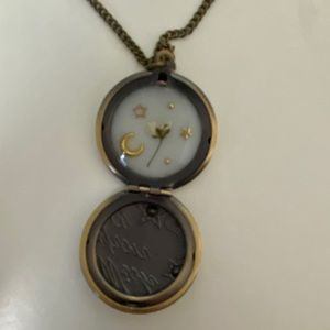 Gold Flower Filled Locket Necklace